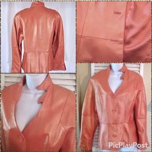 PRICE FIRM Terry Lewis Pearlescent Metallic Dramatic Napa Leather Blazer Jacket